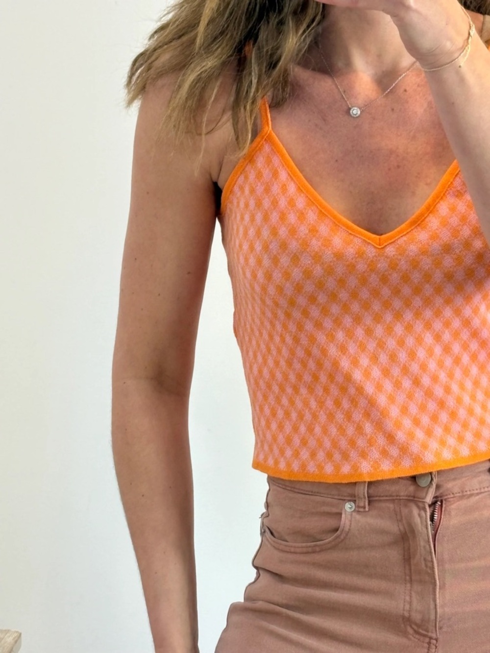Zara Knit Pink and Orange Crop Top